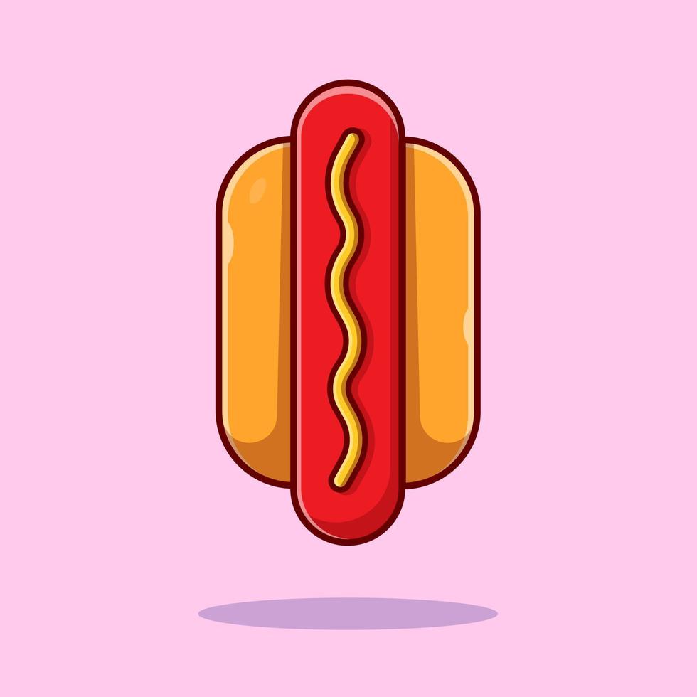 ilustración de icono de vector de dibujos animados de perrito caliente. concepto de icono de objeto de comida vector premium aislado. estilo de dibujos animados plana