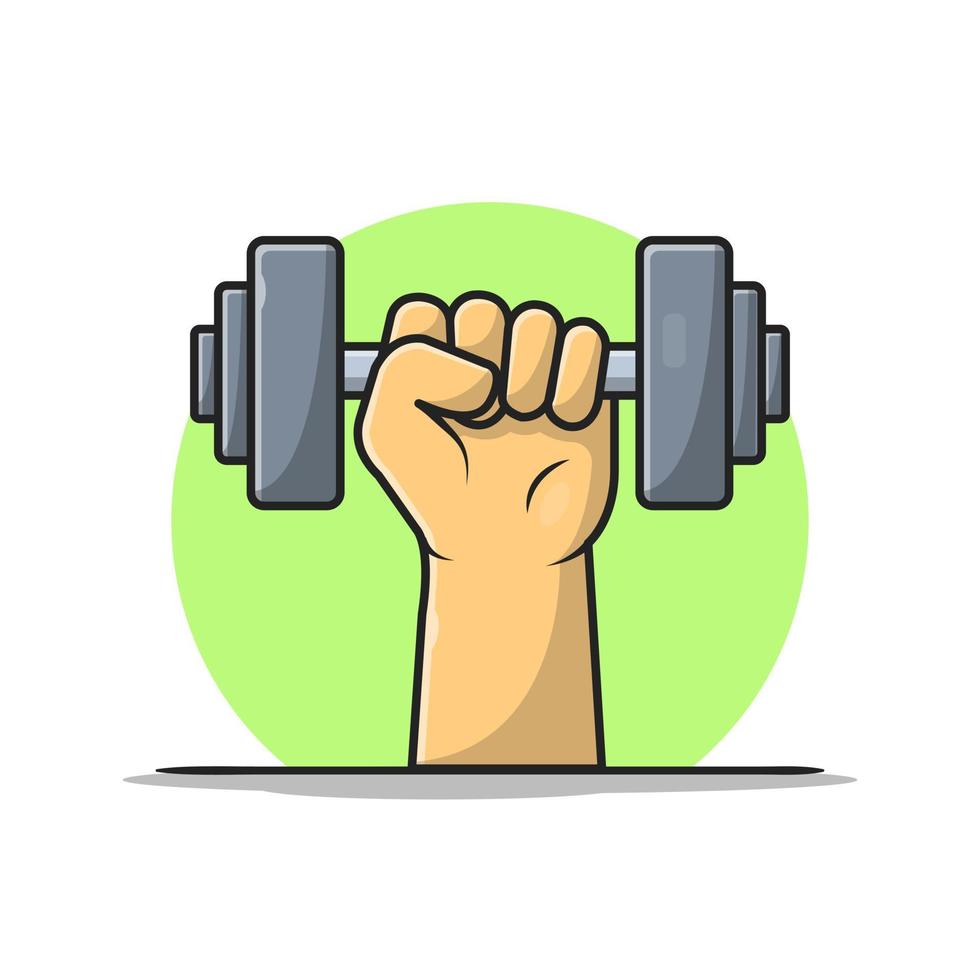 Hand Lifting Dumbbell Cartoon Vector Icon Illustration. Sport  Healthy Icon Concept Isolated Premium Vector. Flat Cartoon  Style