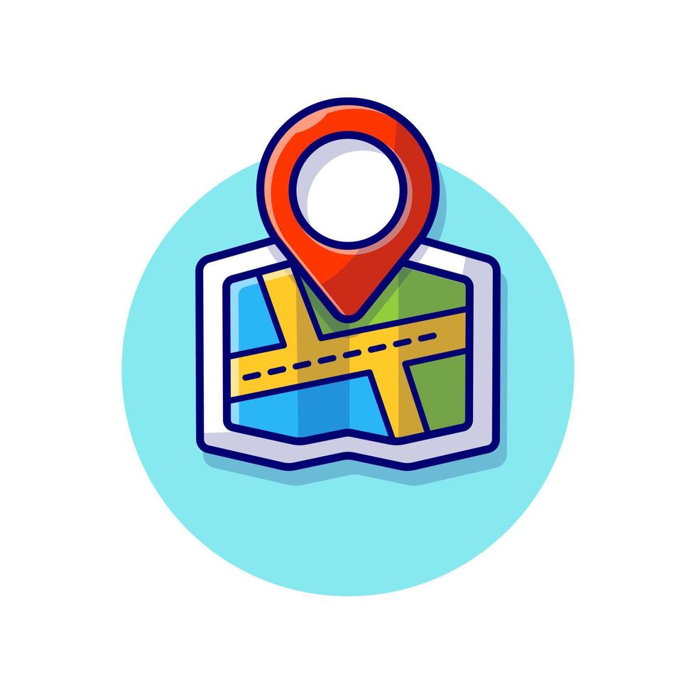 Maps Cartoon Vector Icon Illustration. Transportation Travel  Icon Concept Isolated Premium Vector. Flat Cartoon Style