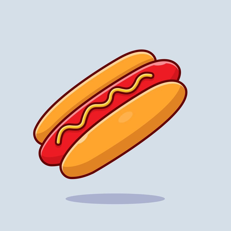 ilustración de icono de vector de dibujos animados de perrito caliente. concepto de icono de objeto de comida vector premium aislado. estilo de dibujos animados plana