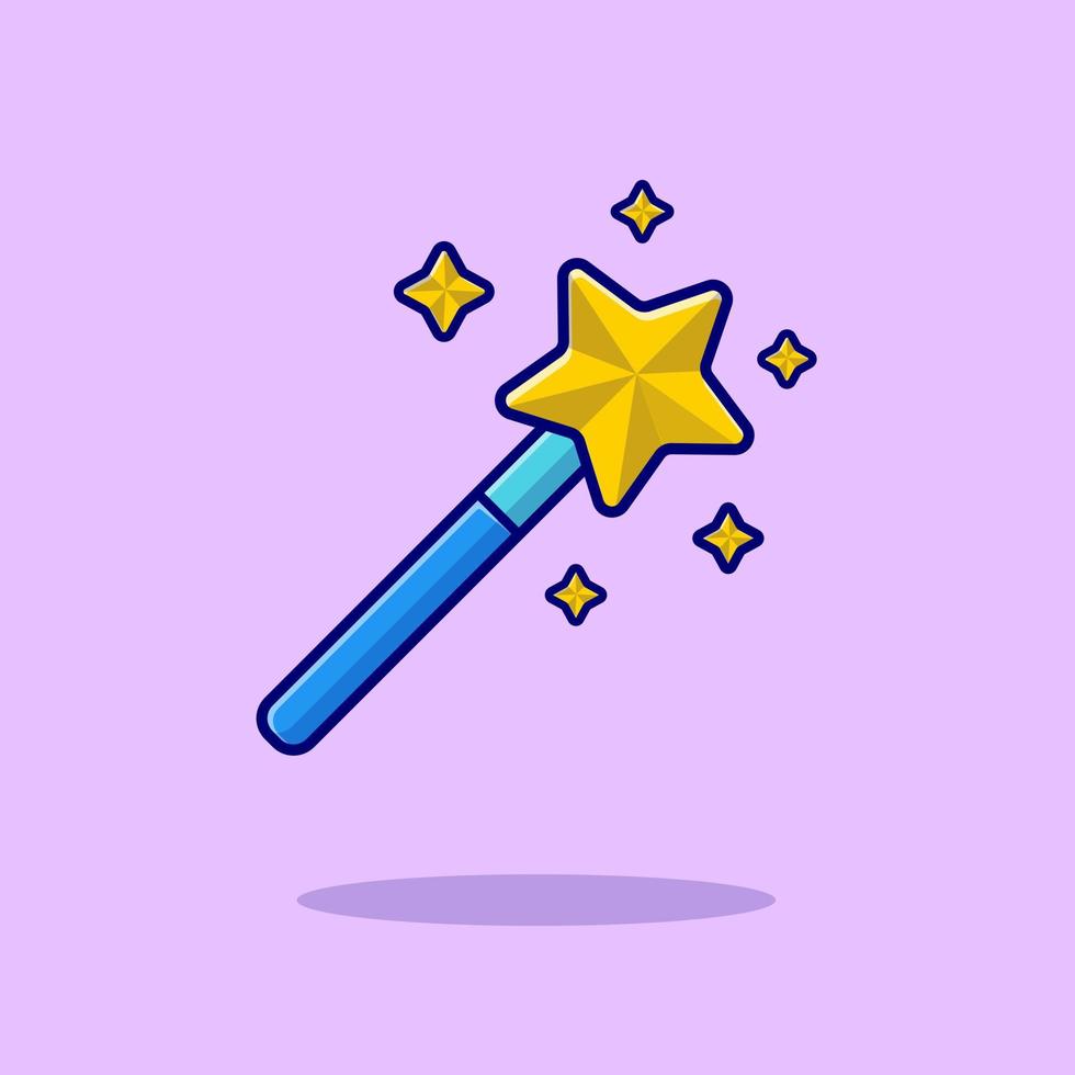 Magic Wand Cartoon Vector Icon Illustration. Art Object Icon  Concept Isolated Premium Vector. Flat Cartoon Style