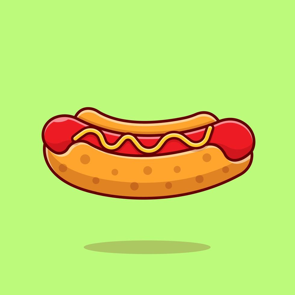 ilustración de icono de vector de dibujos animados de perrito caliente. concepto de icono de objeto de comida vector premium aislado. estilo de dibujos animados plana