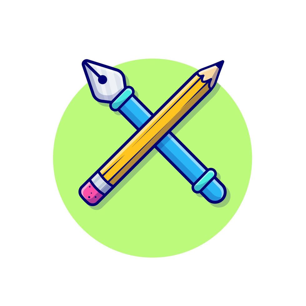 Pen Tool And Pencil Cartoon Vector Icon Illustration. Art  Object Icon Concept Isolated Premium Vector. Flat Cartoon  Style