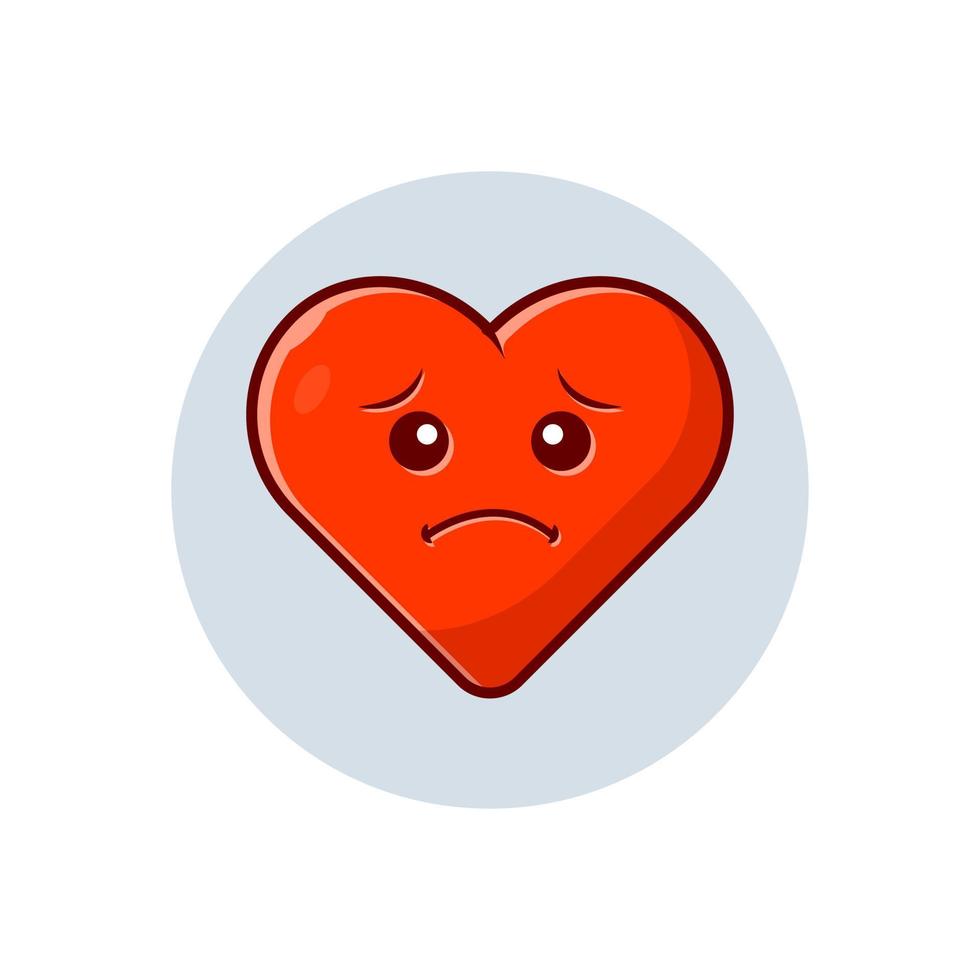 Cute Sad Love Cartoon Vector Icon Illustration. Art Object  Icon Concept Isolated Premium Vector. Flat Cartoon Style.