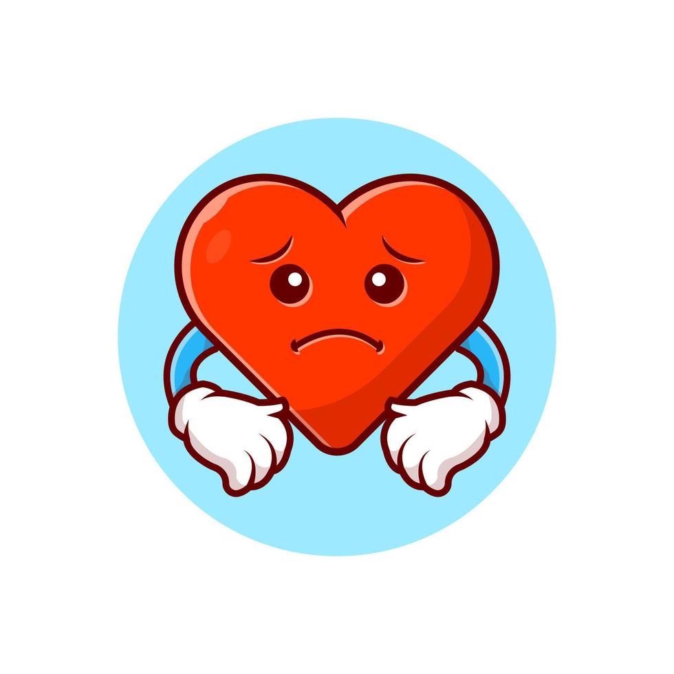 Cute Sad Love Cartoon Vector Icon Illustration. Art Object  Icon Concept Isolated Premium Vector. Flat Cartoon Style