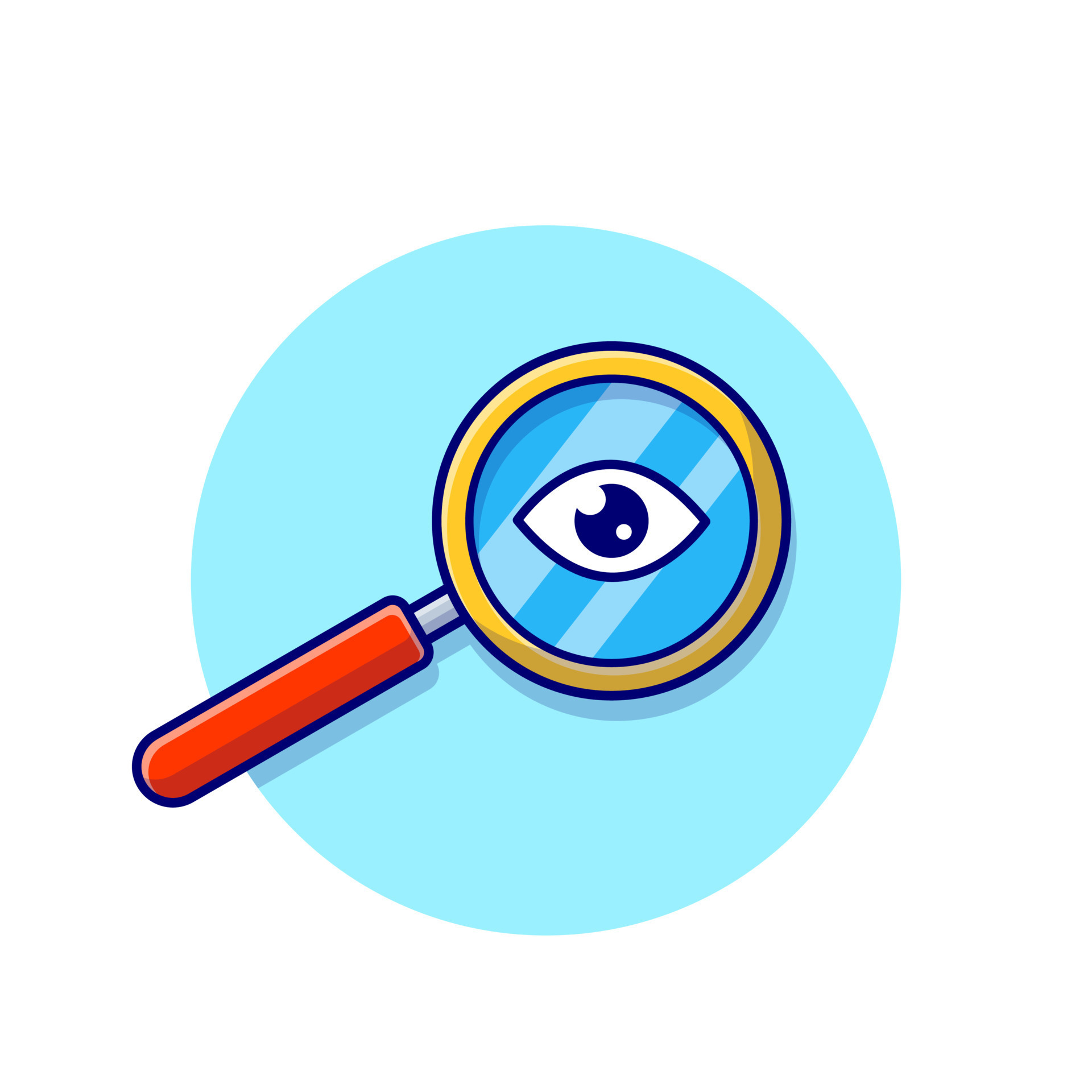 Magnifying Glass Cartoon Vector Icon Illustration. Science Object Icon