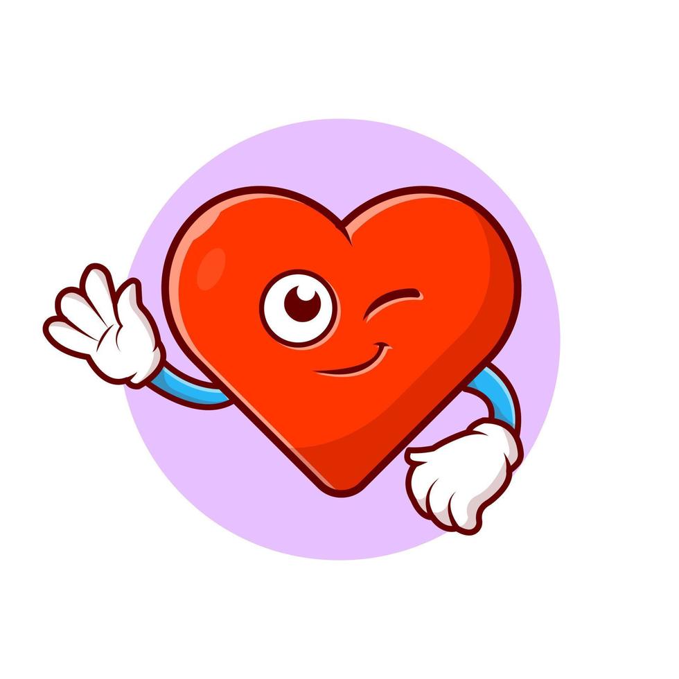 Ilustración de icono de vector de dibujos animados de corazón de amor lindo. signo objeto icono concepto aislado vector premium. estilo de dibujos animados plana