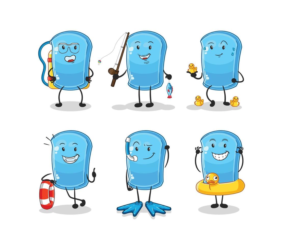 ski board cartoon character vector