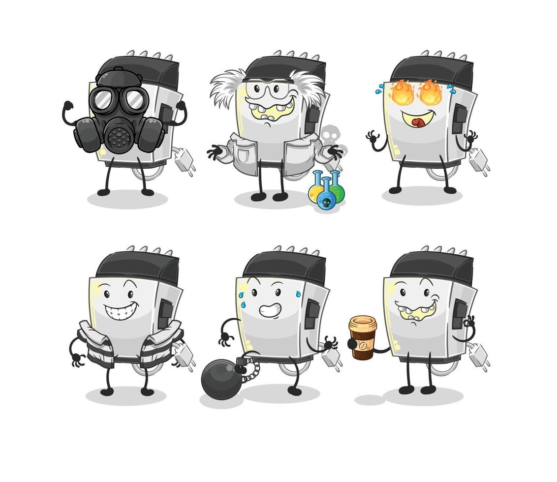 hair clipper cartoon character vector