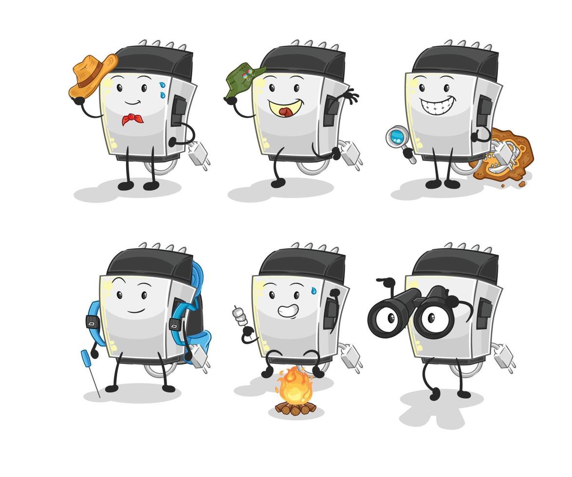 hair clipper cartoon character vector