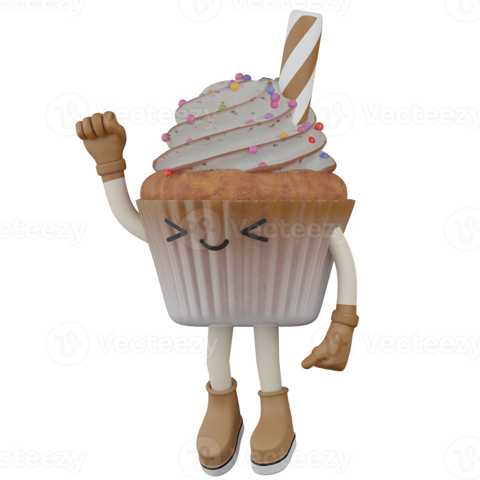 3d Isolated Cupcake with white cream png