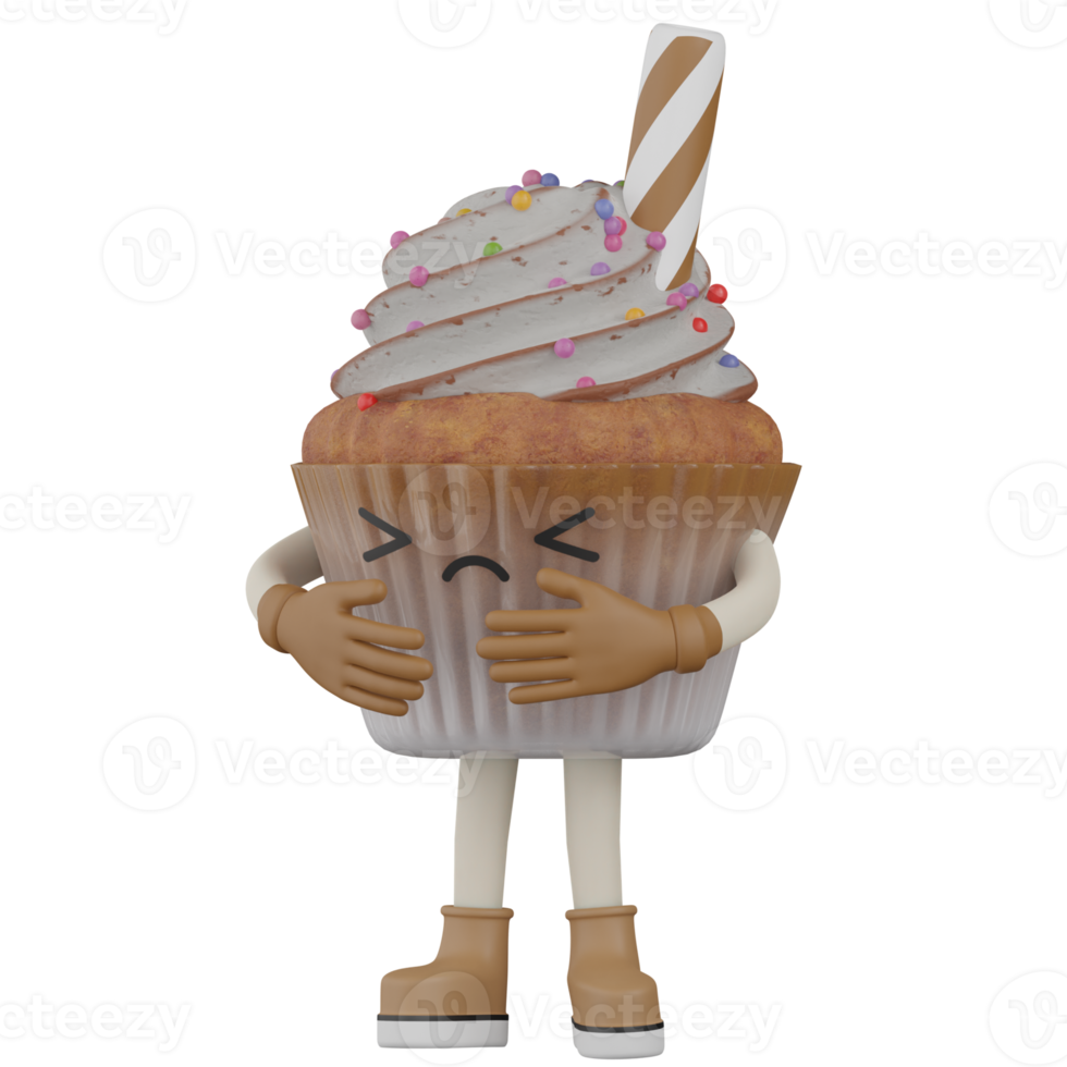 3d Isolated Cupcake with white cream png