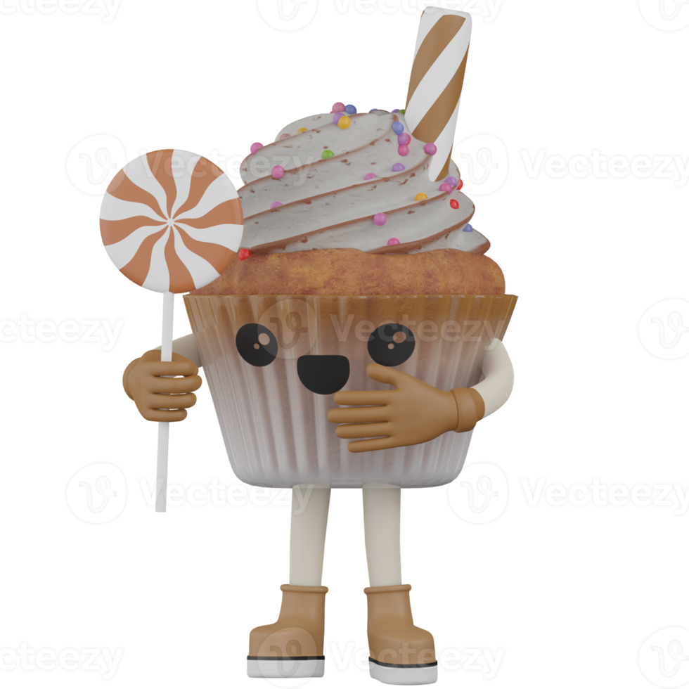 3d Isolated Cupcake with white cream png