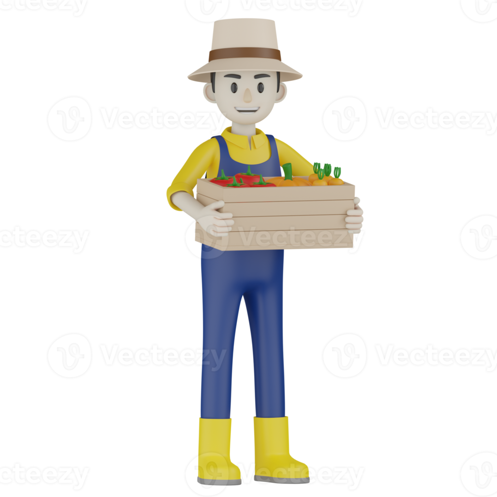 3d Isolated  Gardener in blue and yellow clothes png