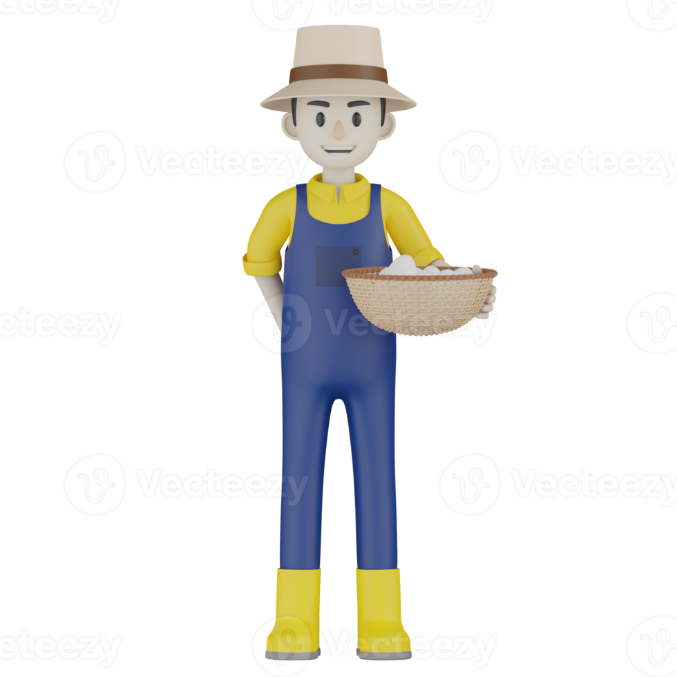 3d Isolated  Gardener in blue and yellow clothes png