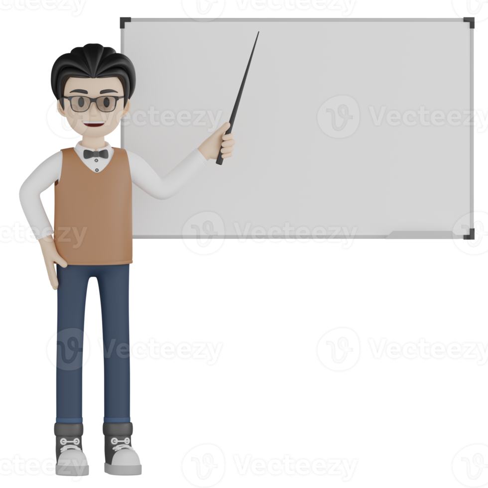 3d Isolated Teacher with glasses png