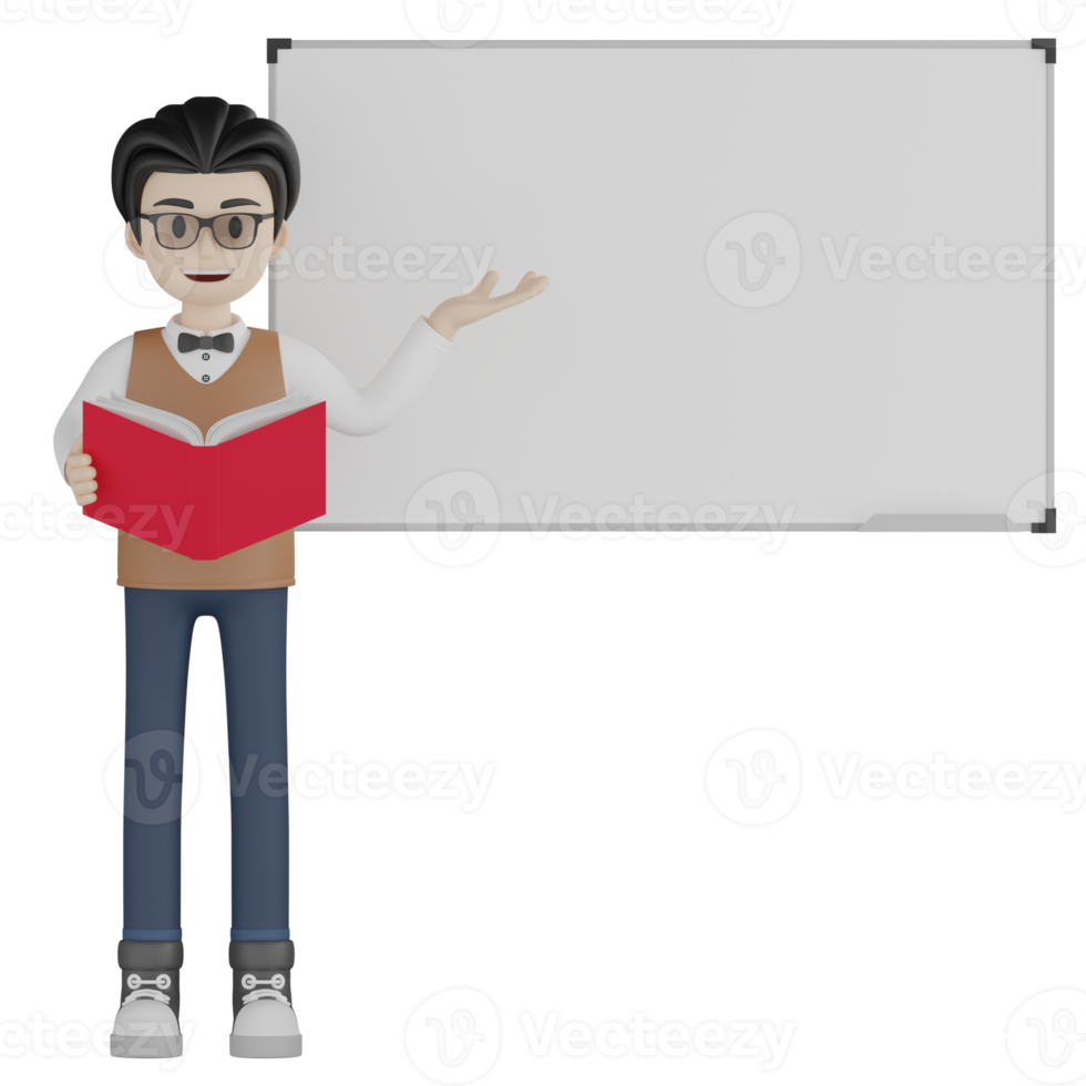 3d Isolated Teacher with glasses png