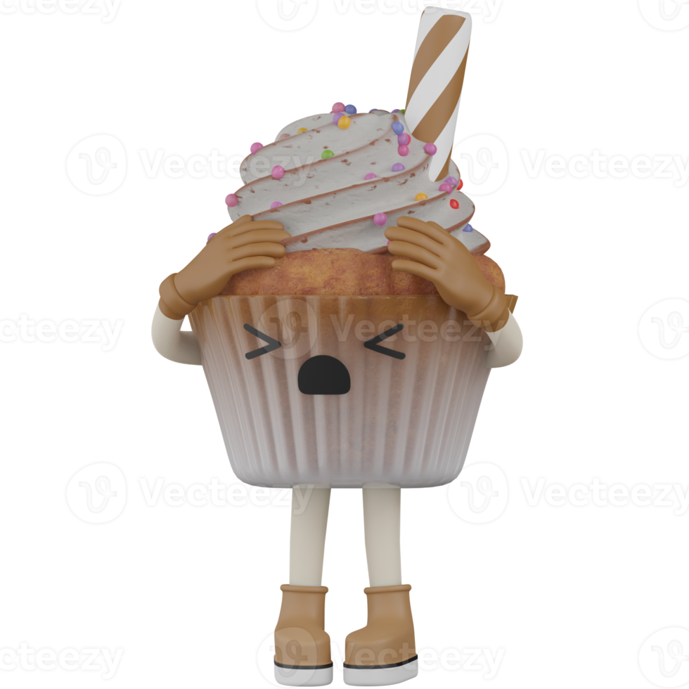 3d Isolated Cupcake with white cream png