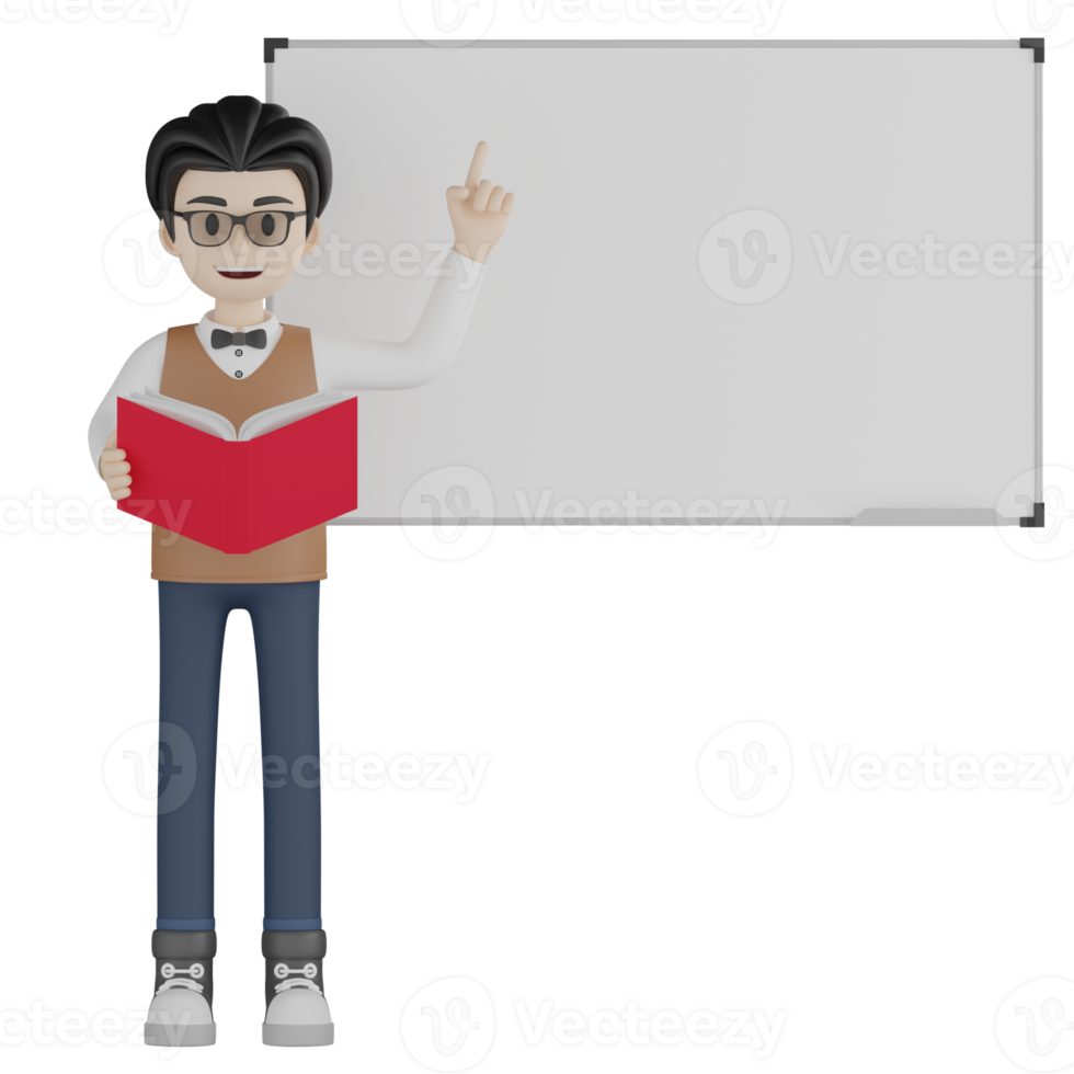 3d Isolated Teacher with glasses png