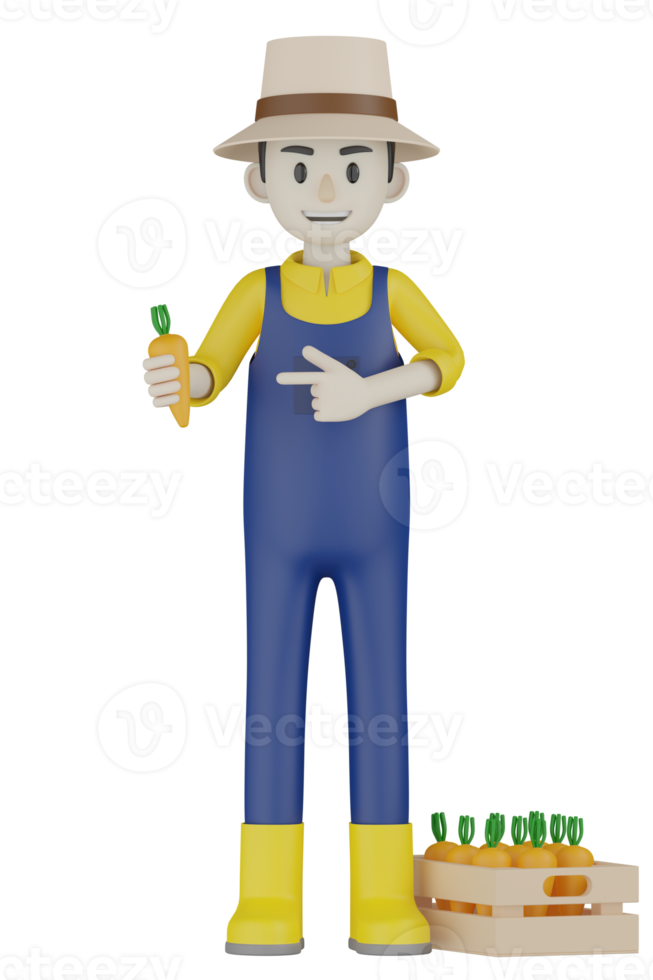 3d Isolated Gardener in blue and yellow clothes png