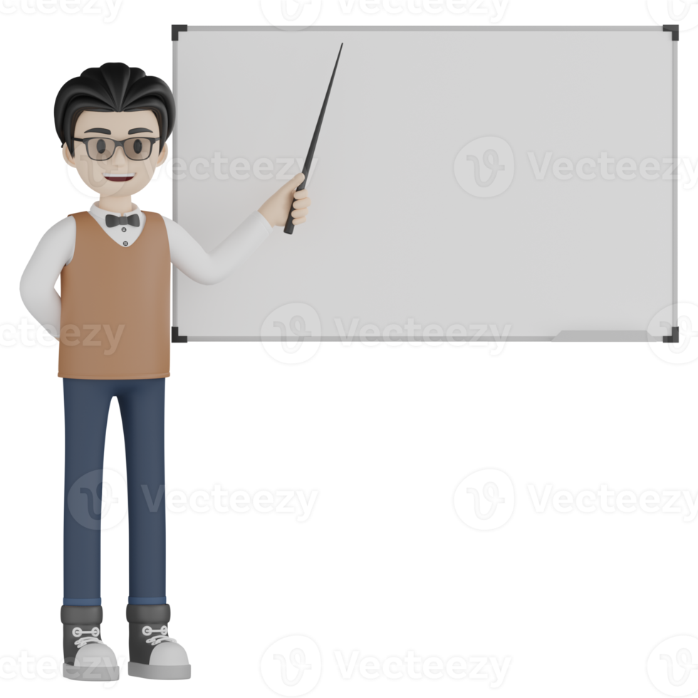 3d Isolated Teacher with glasses png