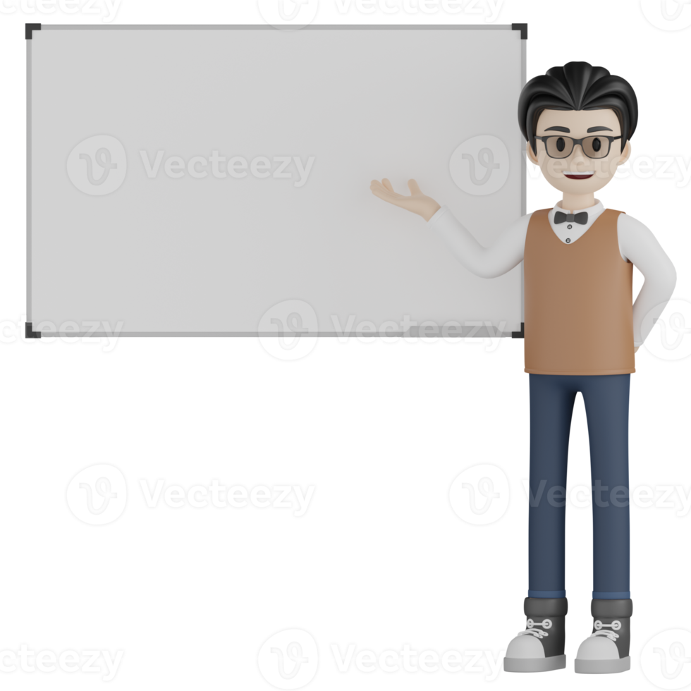 3d Isolated Teacher with glasses png