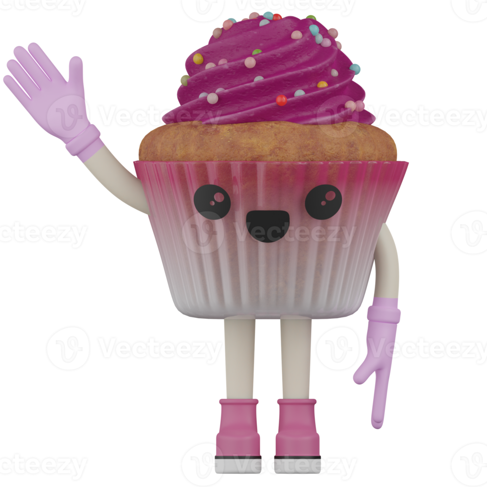 3d Isolated Cupcake with pink cream png