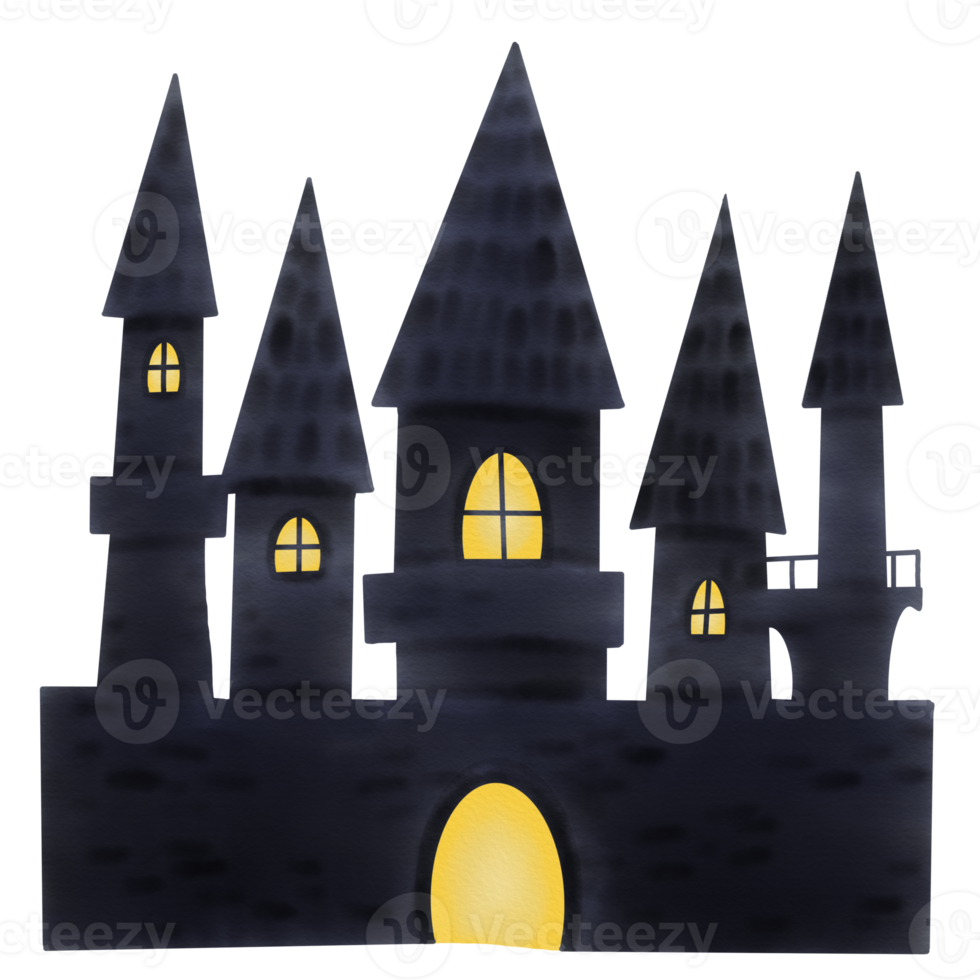 decoración de acuarela de castillo de halloween png