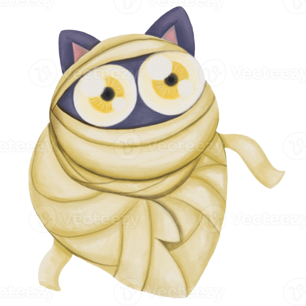 Cute Bat Watercolor Decoration in Mummy Costume png