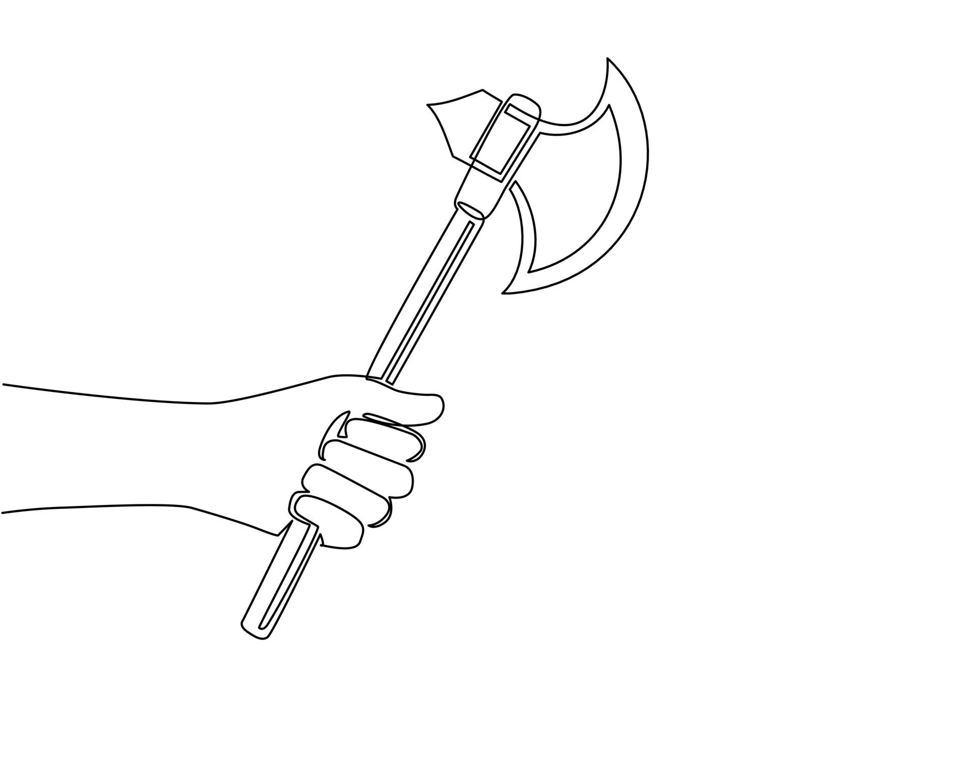 Continuous one line drawing hand holding battle axe with handle. Broad axe, executioner axe, medieval axe. Fighter classes weapon animation, video games. Single line draw design vector illustration 10309527 Vector Art at Continuous one line drawing hand holding battle axe with handle. Broad axe, executioner axe, medieval axe. Fighter classes weapon animation, video games. Single line draw design vector illustration 10309527 Vector Art at