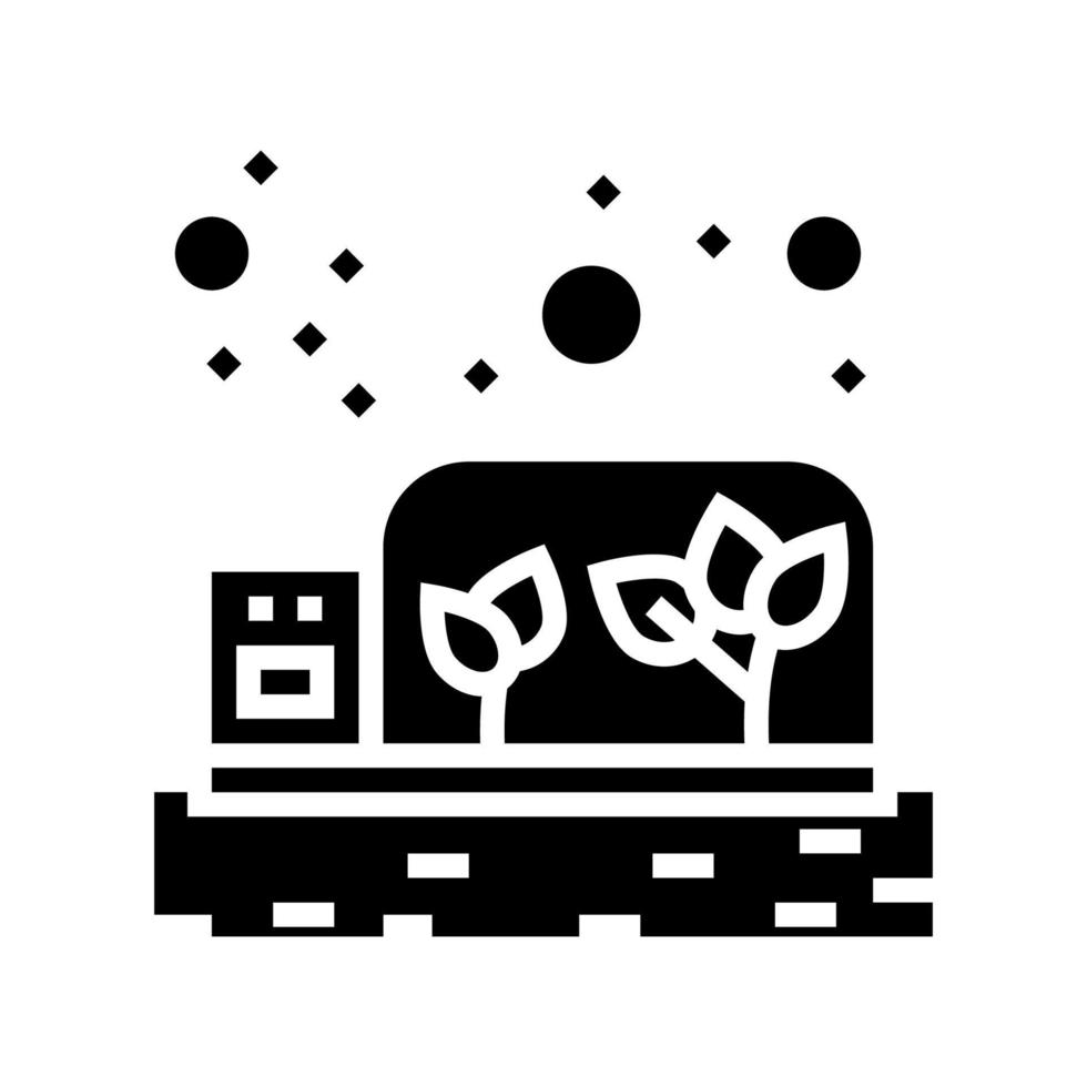 invernadero con plantas en crecimiento en la ilustración de vector de icono de glifo de marte