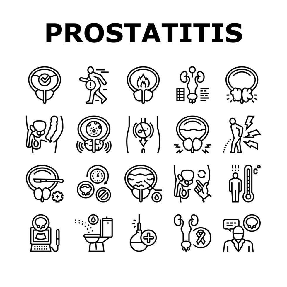 Prostatitis Disease Collection Icons Set Vector