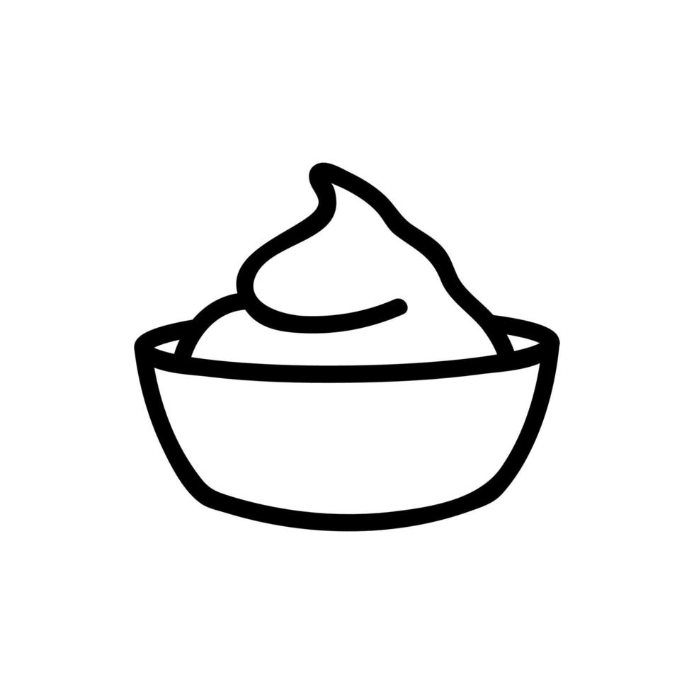 the yogurt in the bowl icon vector outline illustration