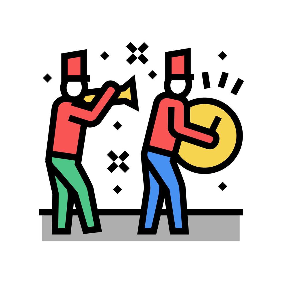 orchestra playing music on parade color icon vector illustration