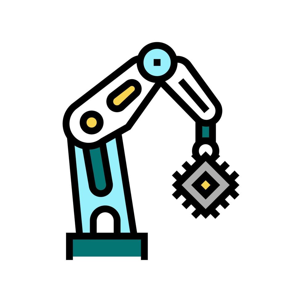 robotic arm semiconductor manufacturing color icon vector illustration