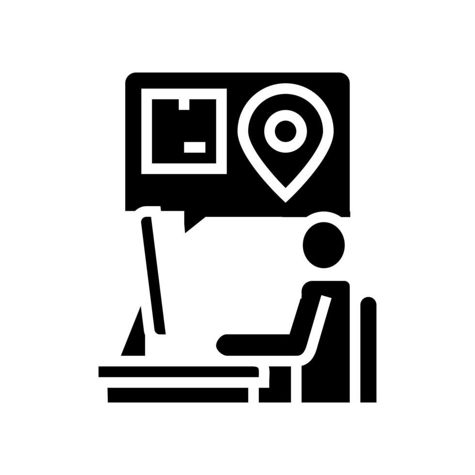 manager checking order location glyph icon vector illustration
