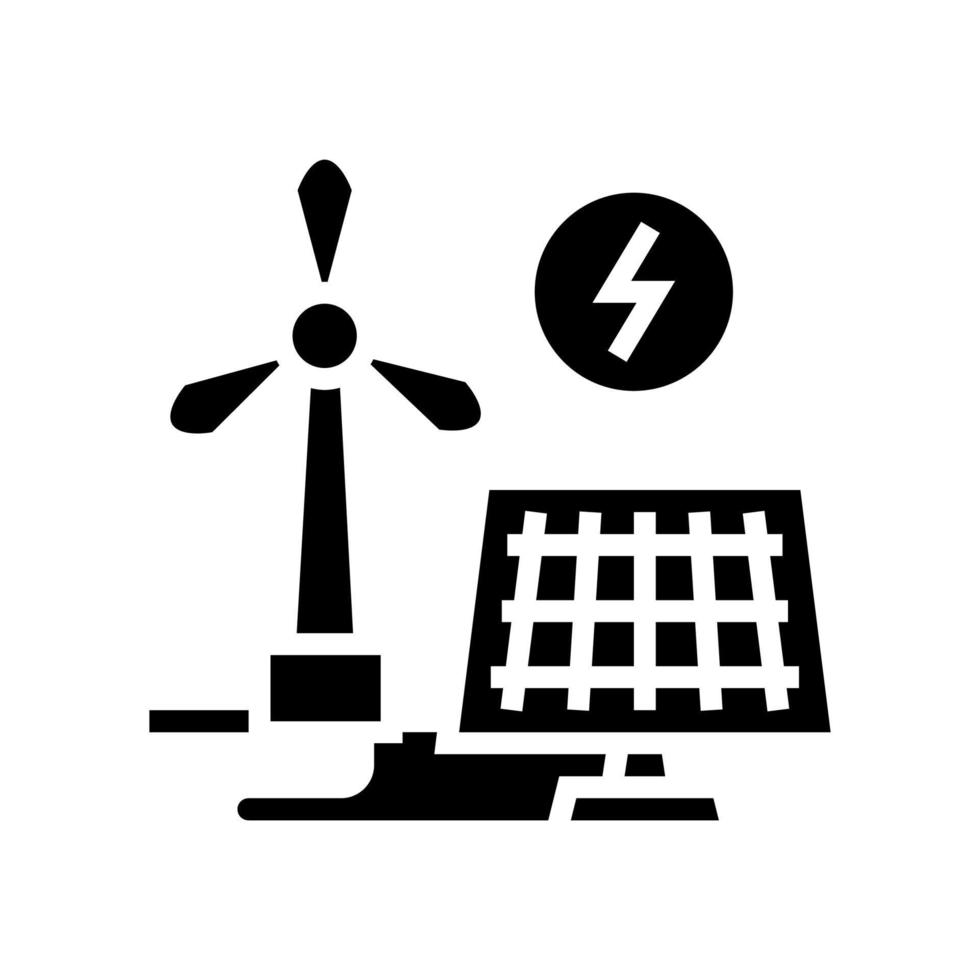 solar panel energy saving glyph icon vector illustration