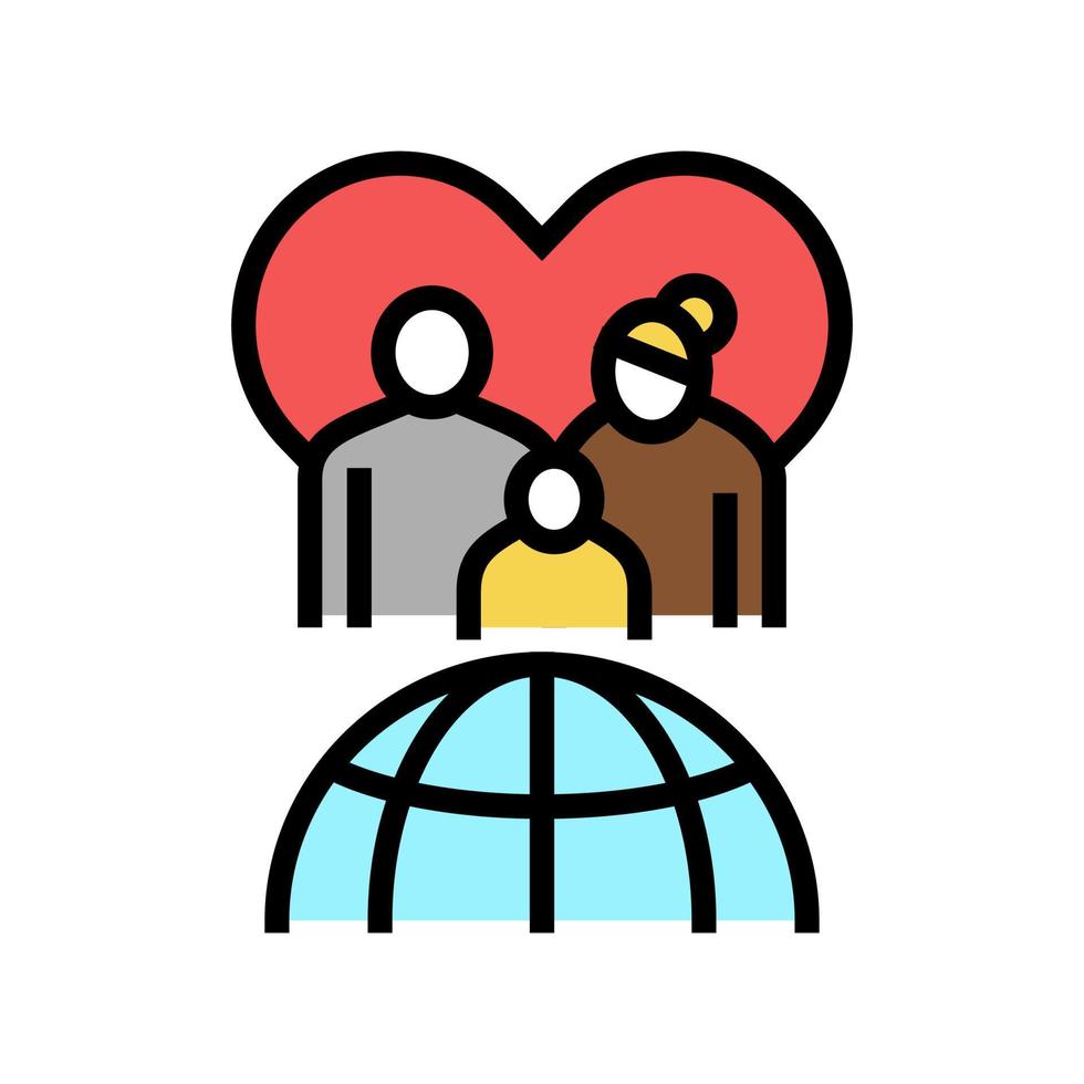 family refugee world aid color icon vector illustration