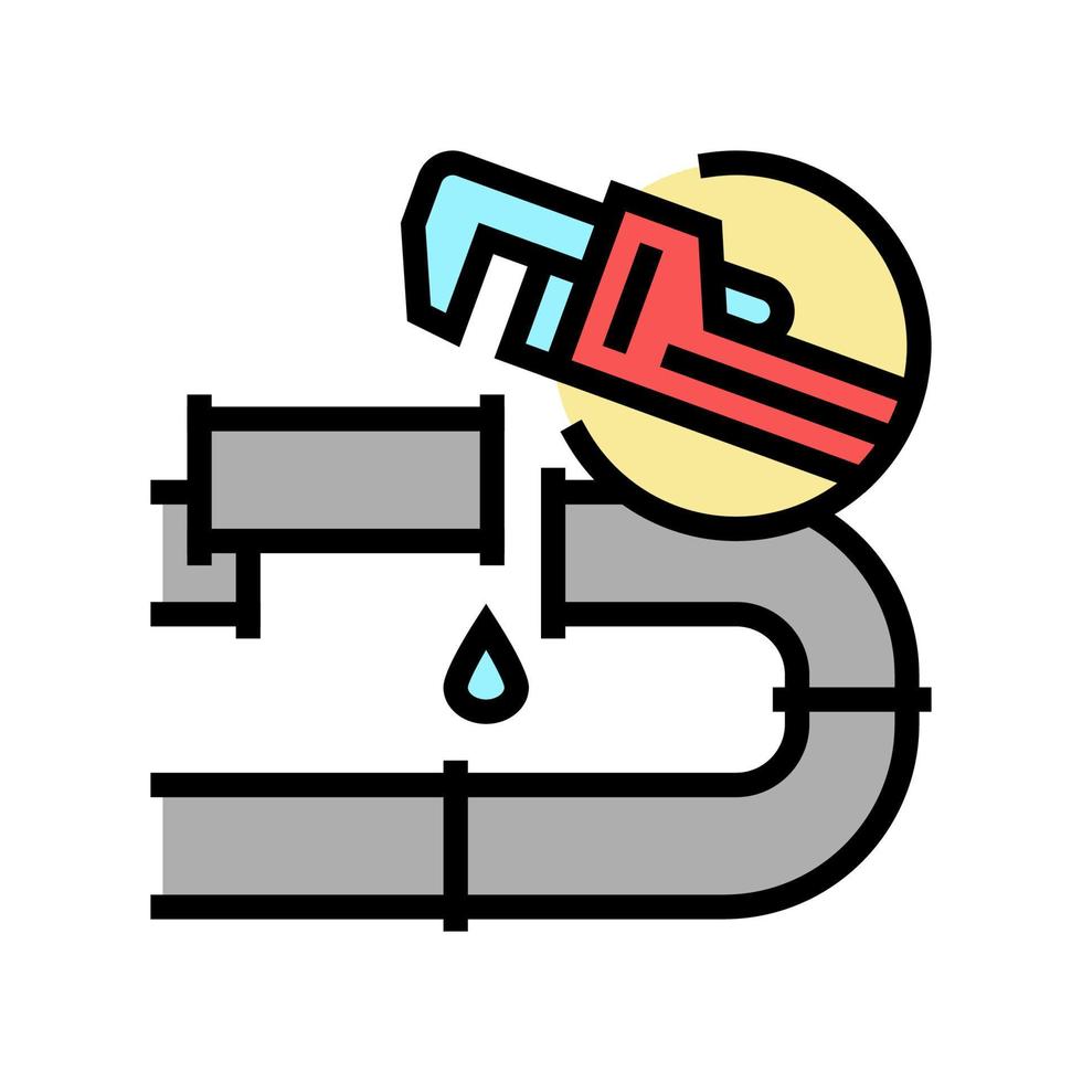 Ilustración de vector de icono de color de reparación de fontanería