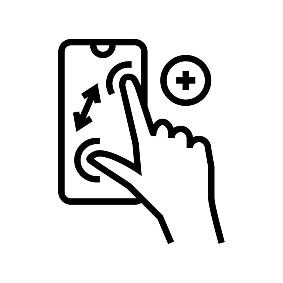 zoom in gesture phone screen line icon vector illustration