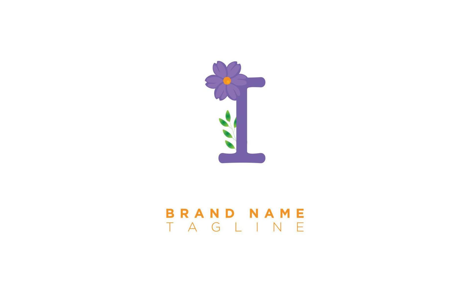 I With Flower Alphabet letters Initials monogram logo vector