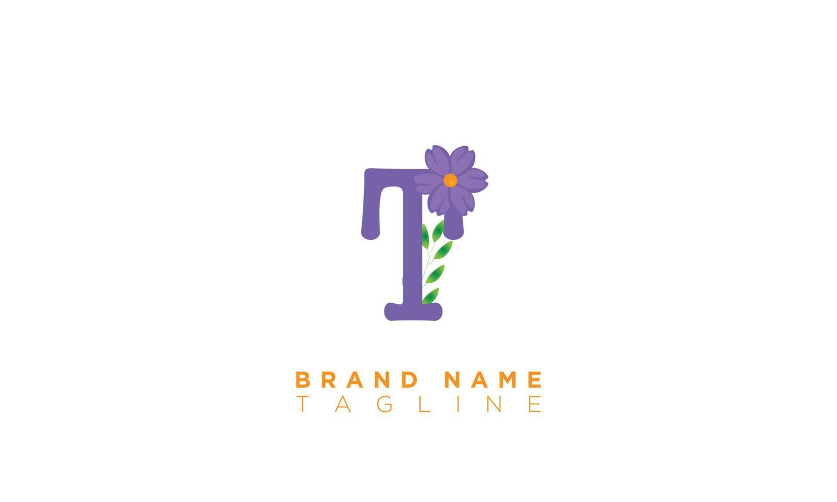 T With Flower Alphabet letters Initials monogram logo vector