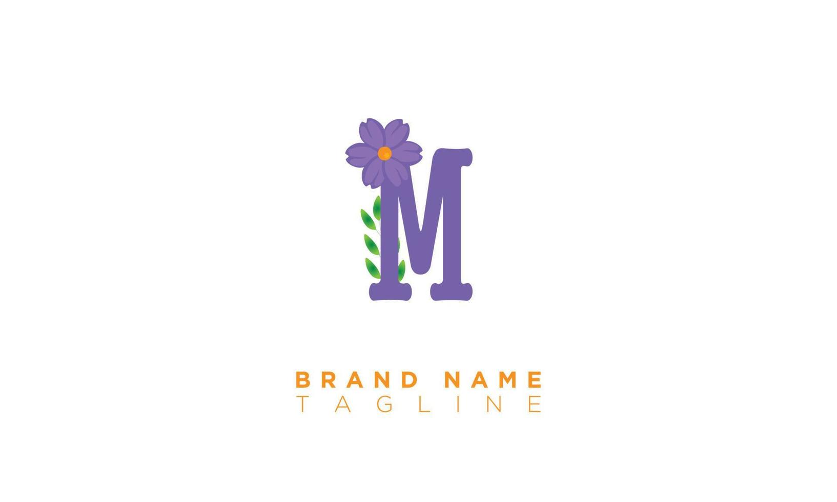M With Flower Alphabet letters Initials monogram logo vector