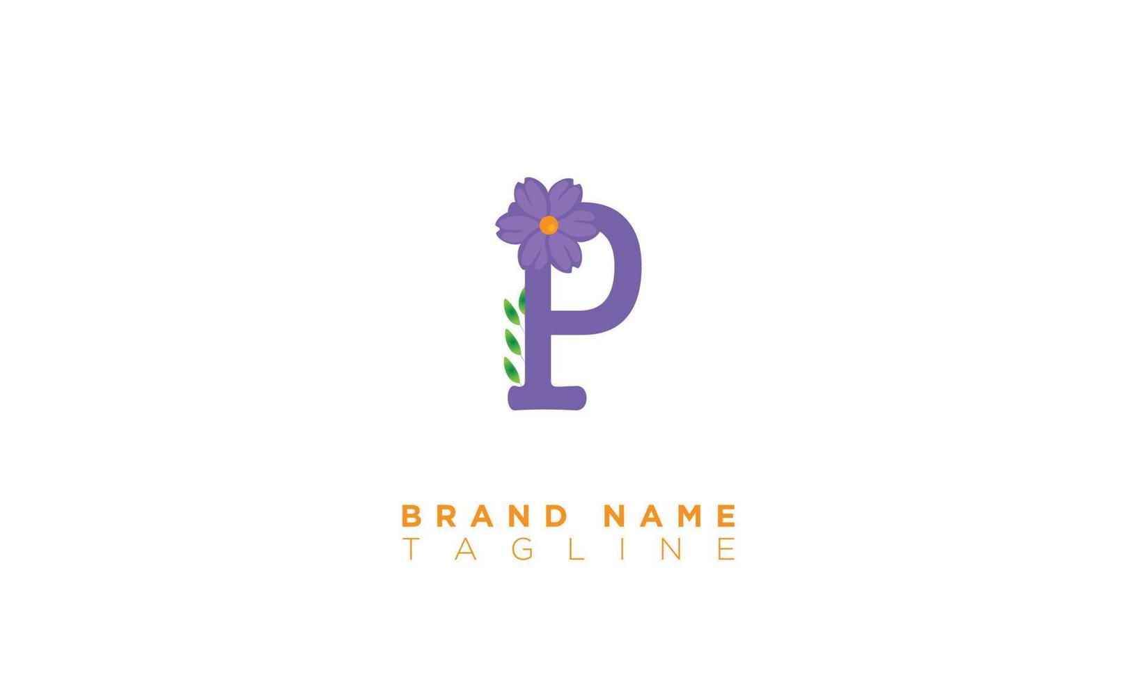 P With Flower Alphabet letters Initials monogram logo vector