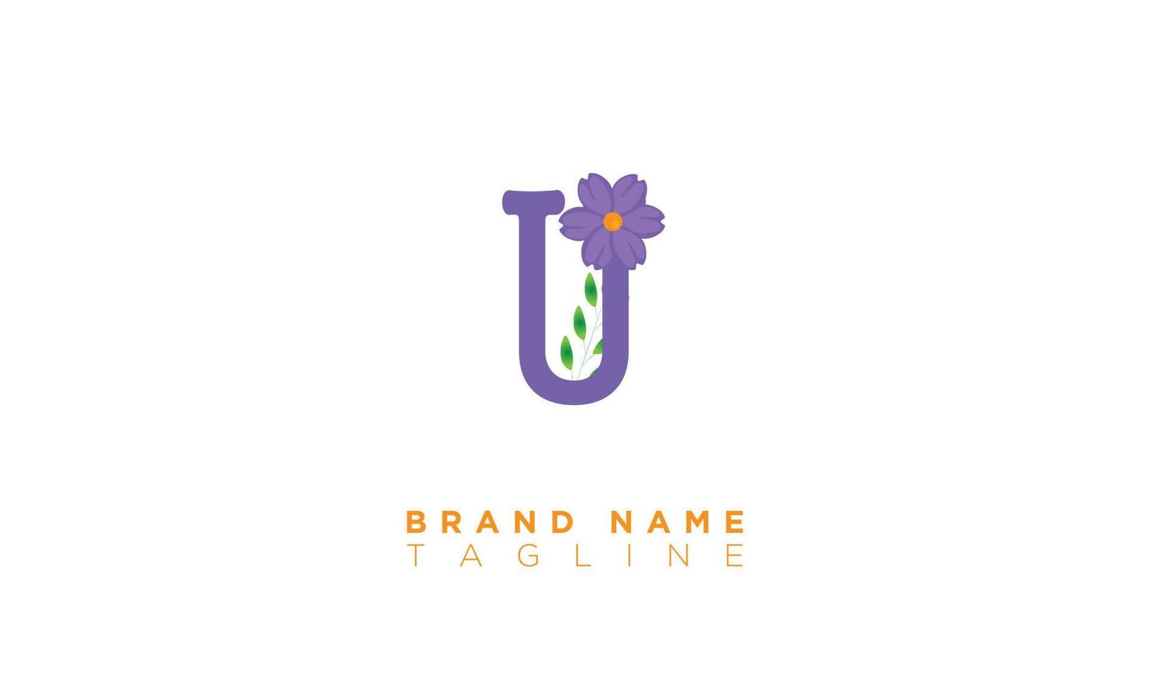 U With Flower Alphabet letters Initials monogram logo vector