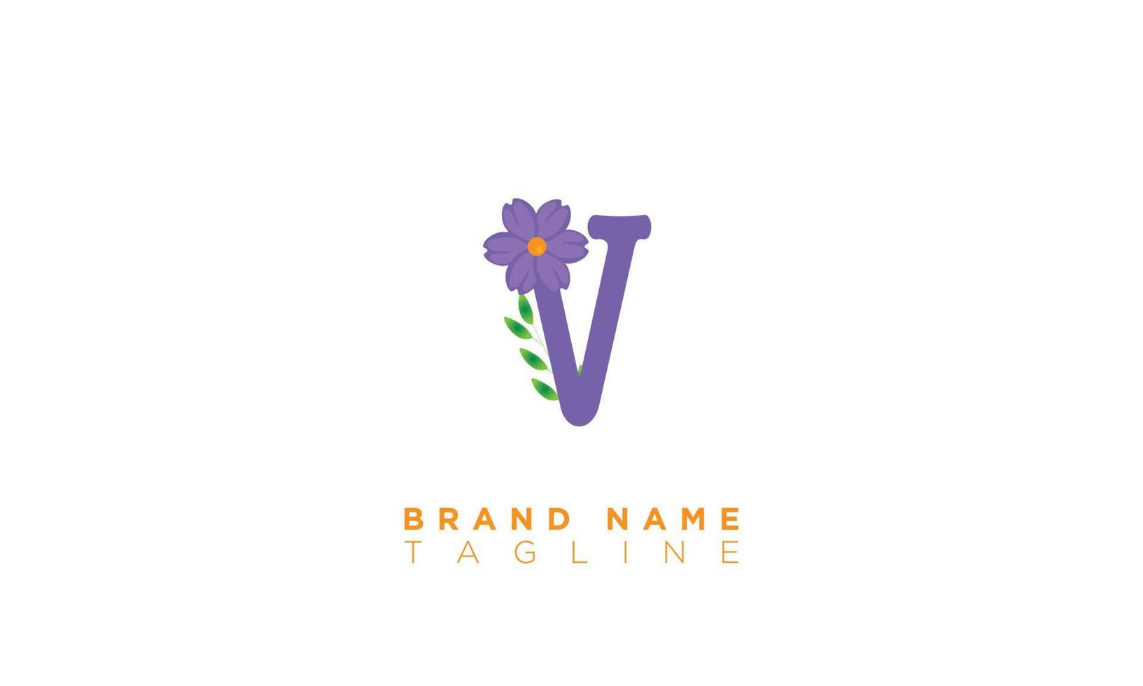 V With Flower Alphabet letters Initials monogram logo vector