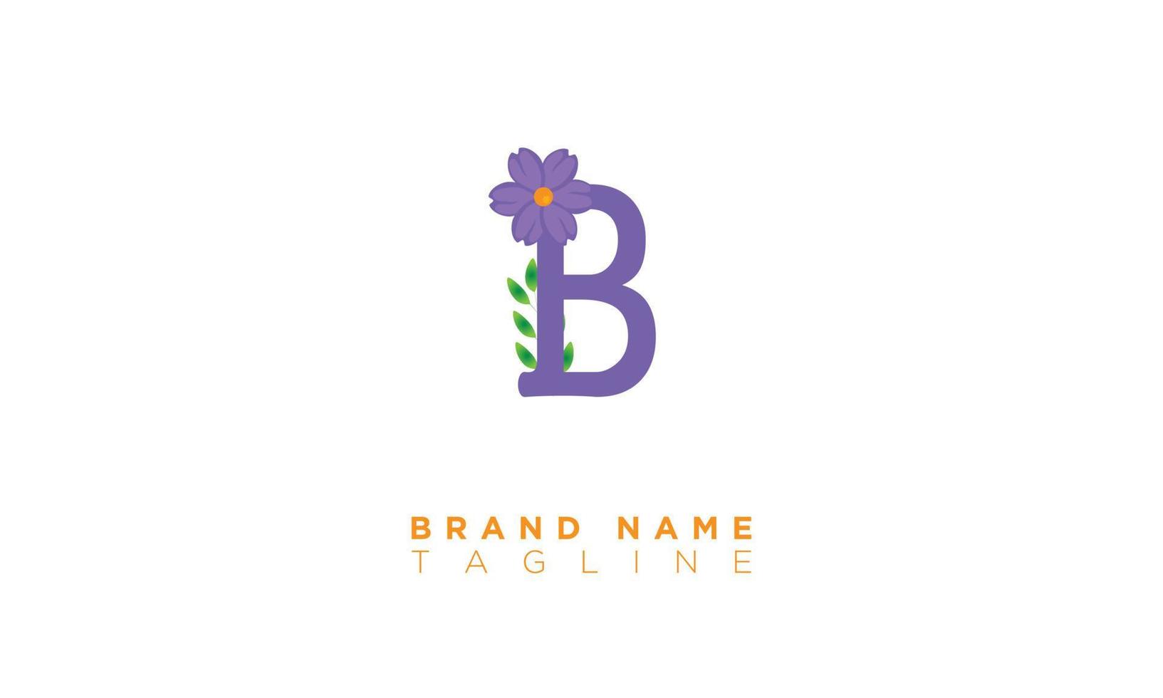 B With Flower Alphabet letters Initials monogram logo vector
