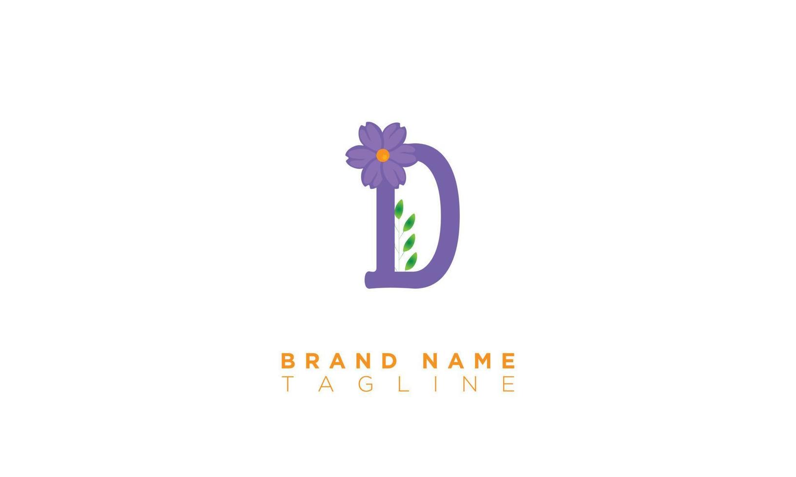 D With Flower Alphabet letters Initials monogram logo vector