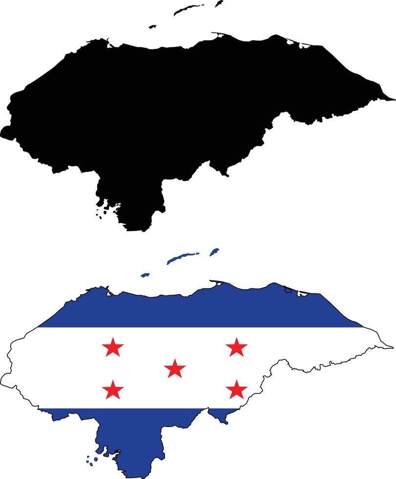 map of Honduras with flag. territory of Honduras map. vector