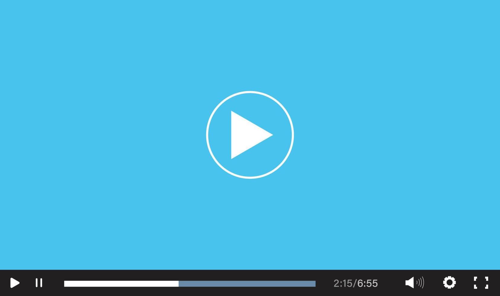 Blue flat Video player bar on white background. video player interface sign. Video player for web and mobile apps symbol. flat style. vector